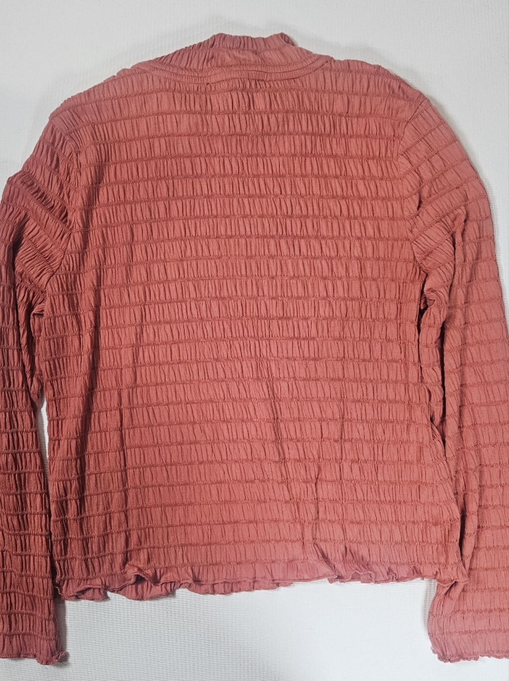 NWT Tommy Hilfiger Mock Neck Blouse Womens Large Rose Waffle Textured Top